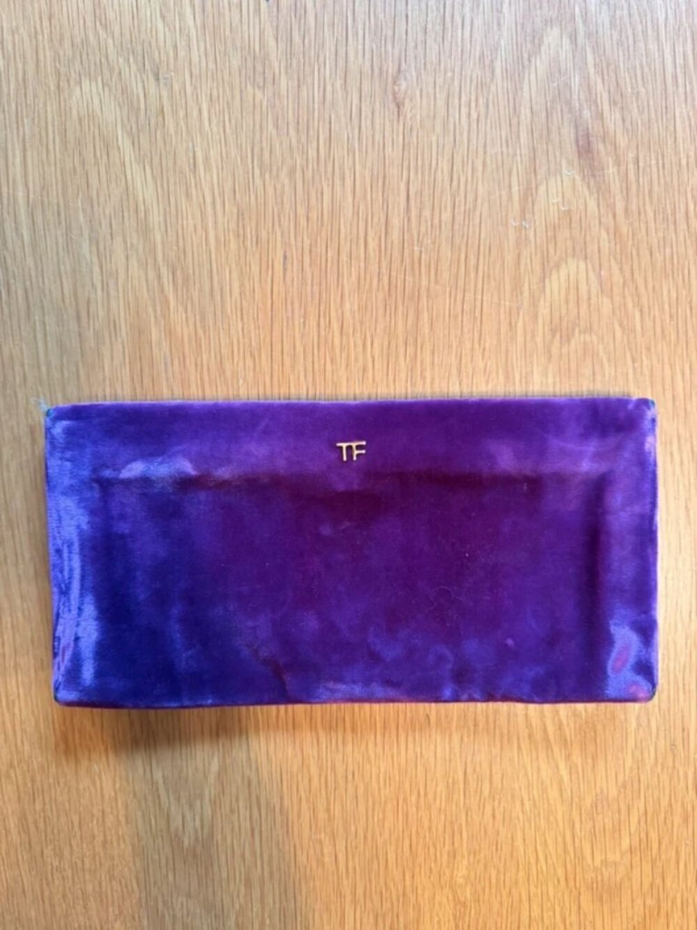 Tom Ford Purple Velvet Evening Clutch Gold Hardware With Box